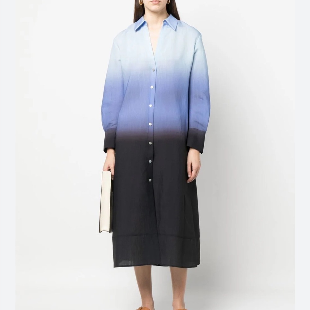BNWT - Vince ombré blue summer shirt dress. Size L - Picture 9 of 11